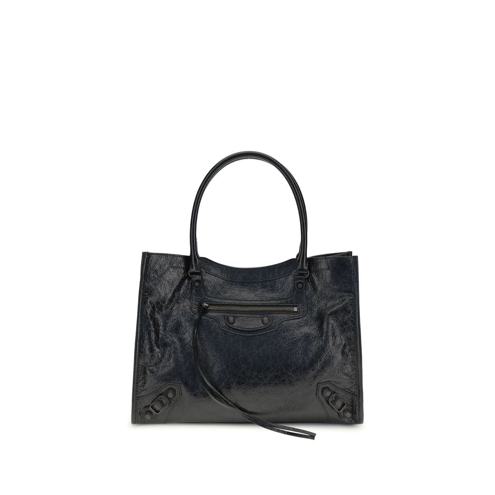 Balenciaga Le City Tote Bag Small in Black Arena Lambskin with Brass Hardware - The Exclusive Line Singapore