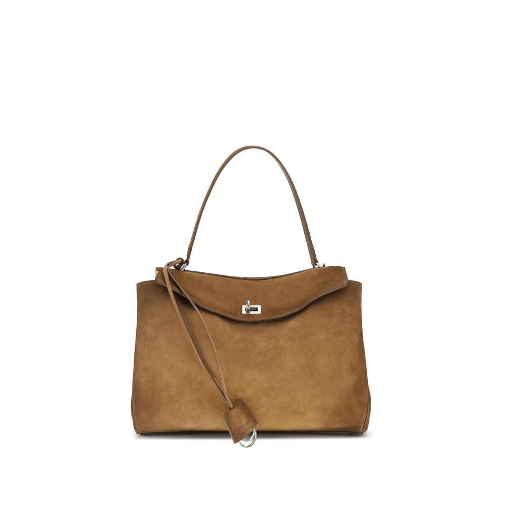 Balenciaga Rodeo Handbag Medium - Camel Waxed Suede and Smooth Calfskin from The Exclusive Line Singapore.