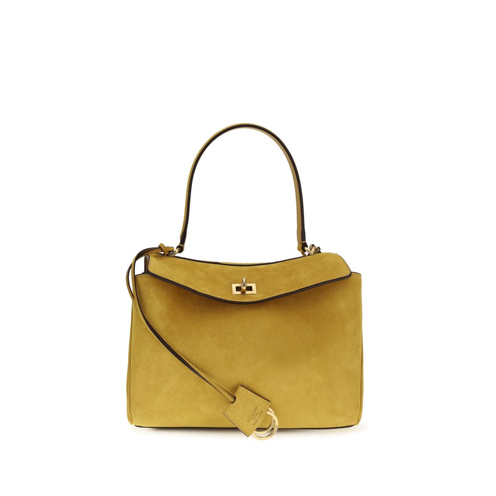 Balenciaga Rodeo Handbag Small in Curry Waxed Suede and Smooth Calfskin with Aged-Gold Hardware - The Exclusive Line Singapore