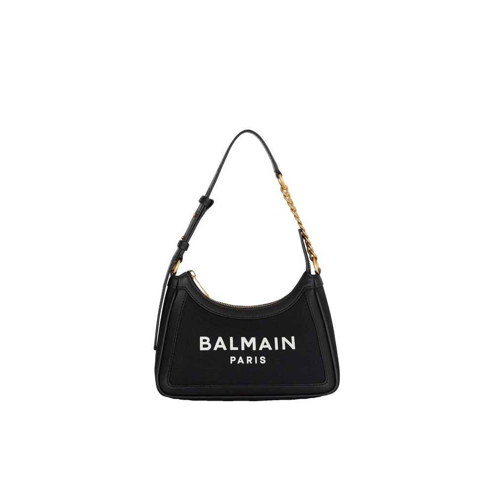 Balmain B-Army Canvas and Leather Shoulder Bag - Black from The Exclusive Line Singapore.