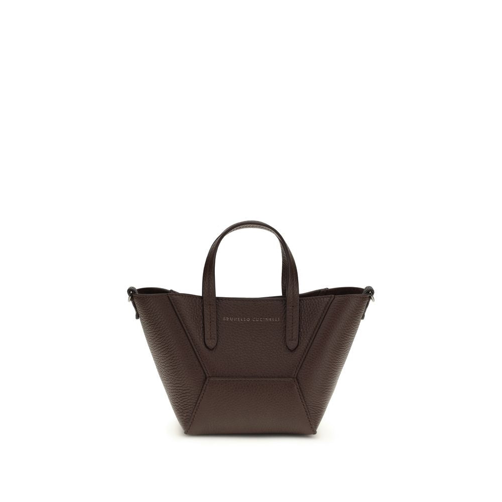 Brunello Cucinelli BC Duo Mini Bag in Dark Brown with Monili Detail from The Exclusive Line Singapore.