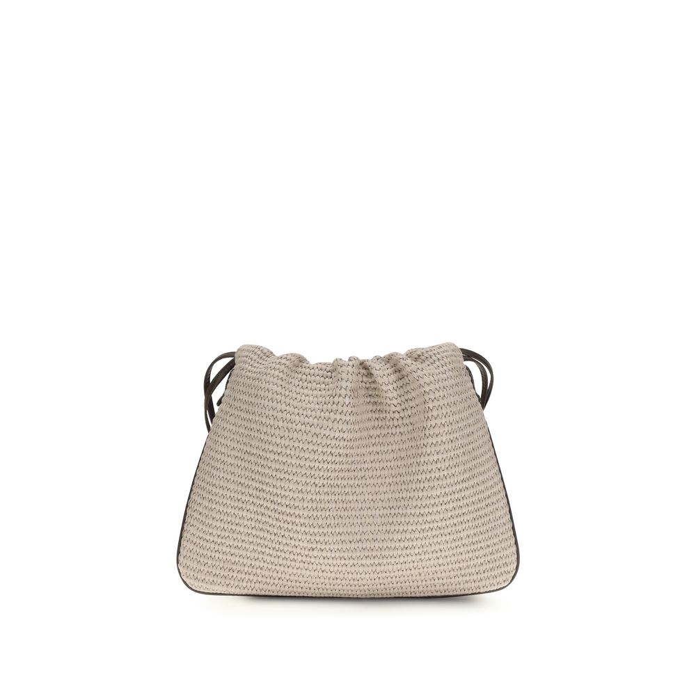 Brunello Cucinelli BC Duo Pouch Bag in Beige with shimmering monili net workmanship - The Exclusive Line Singapore