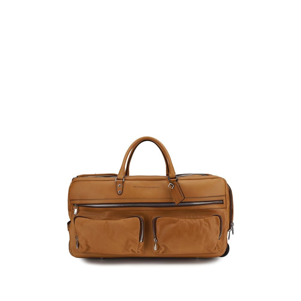 Brunello Cucinelli Cowhide Trolley Bag - Cognac from The Exclusive Line Singapore.