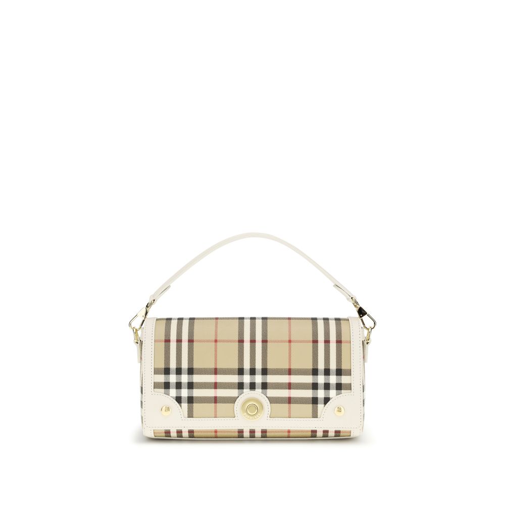 Burberry Top Handle Note Bag in Vintage Check and Beige leather trim from The Exclusive Line Singapore.