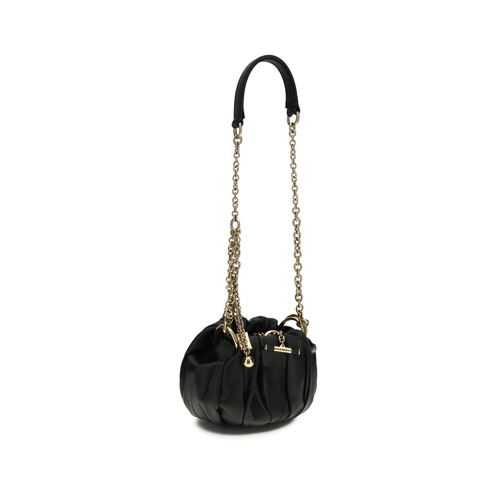 Chloé Plissé Pleated Leather Shoulder Bag - Black