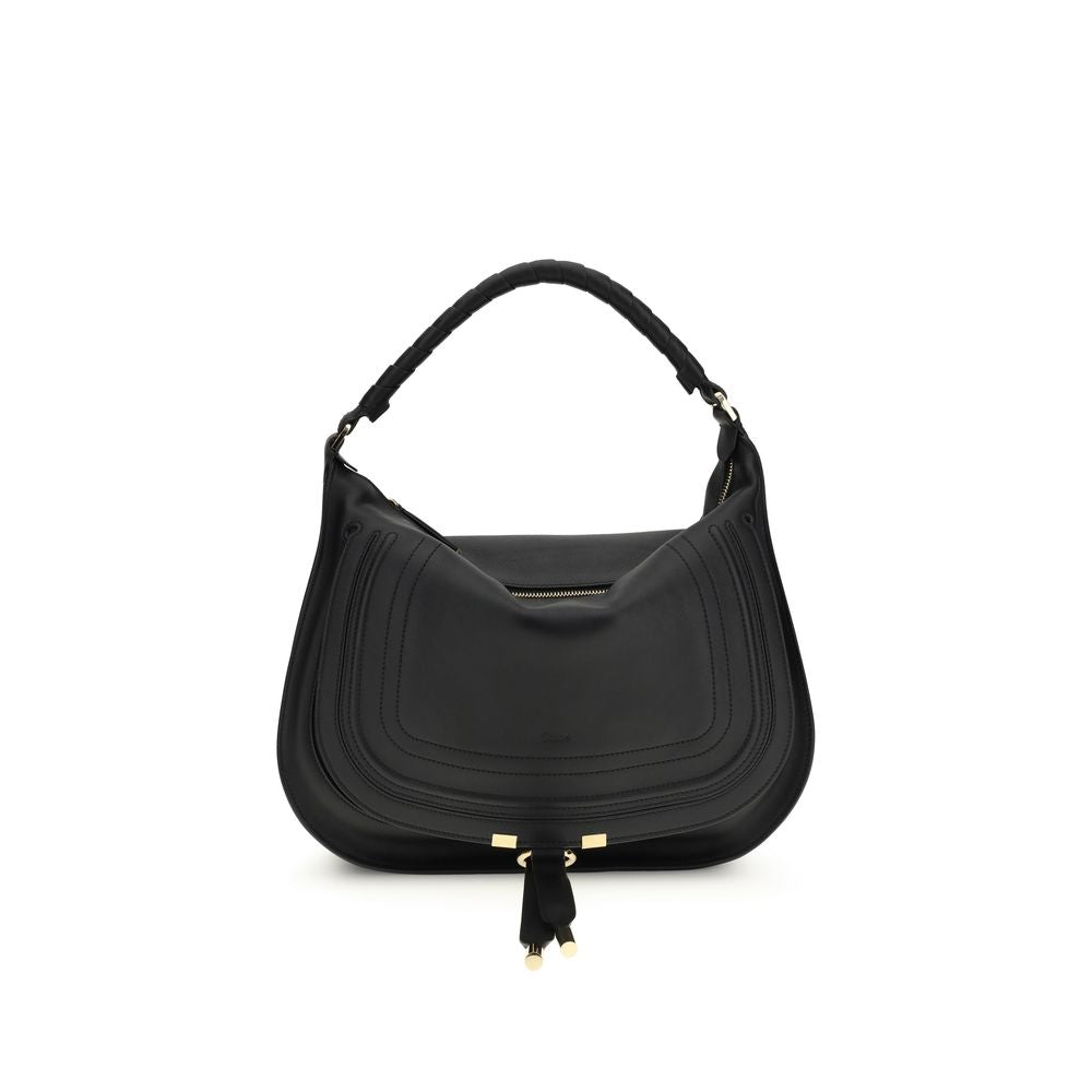 Chloé Marcie Shoulder Bag in Black Soft Leather from The Exclusive Line Singapore.