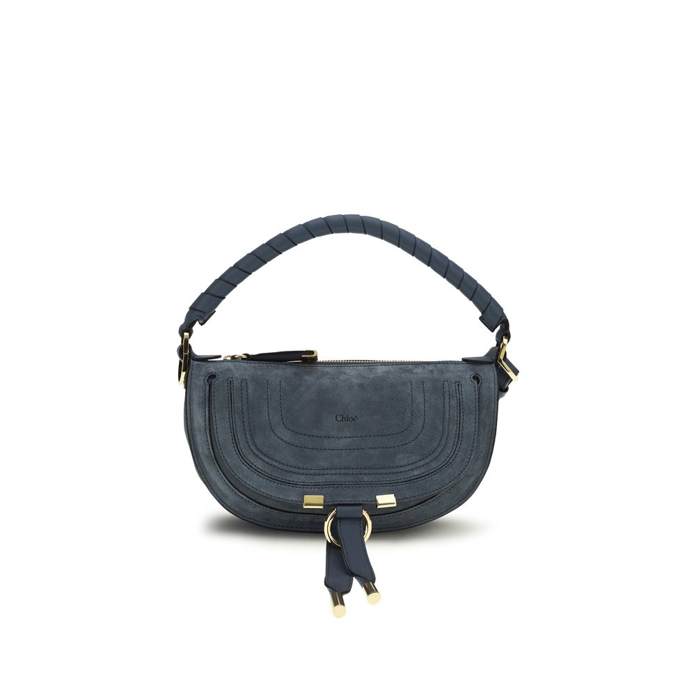 Chloé Mini Marcie Suede Shoulder Bag in Ashes Blue from The Exclusive Line Singapore.