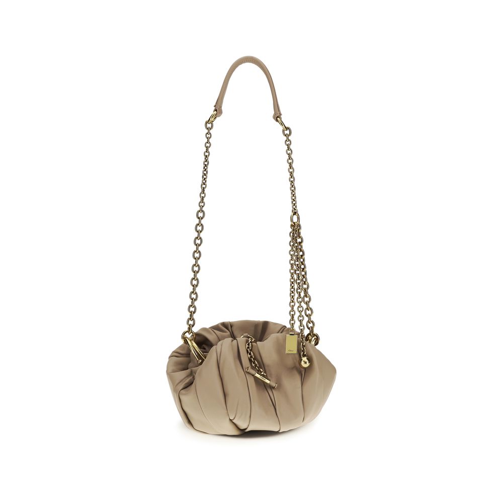 Chloé Plissé Pleated Leather Shoulder Bag - Woodsmoke from The Exclusive Line Singapore.