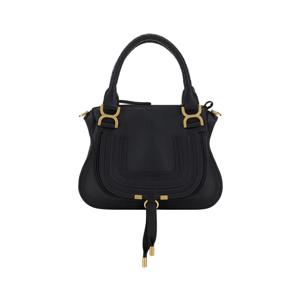 Chloé Small Marcie Shoulder Bag - Black Grained Leather from The Exclusive Line Singapore