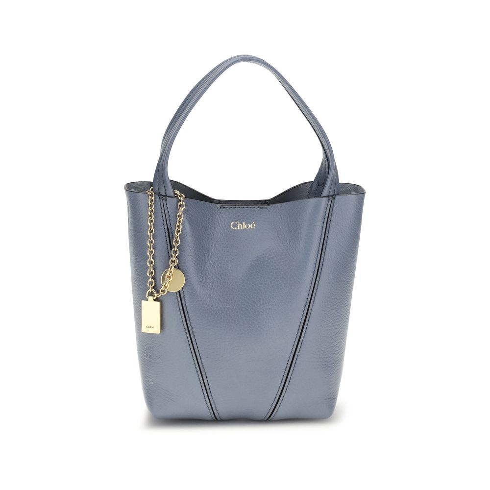 Chloé Small Spin Tote Bag in Ashes Blue Grained Leather from The Exclusive Line Singapore.