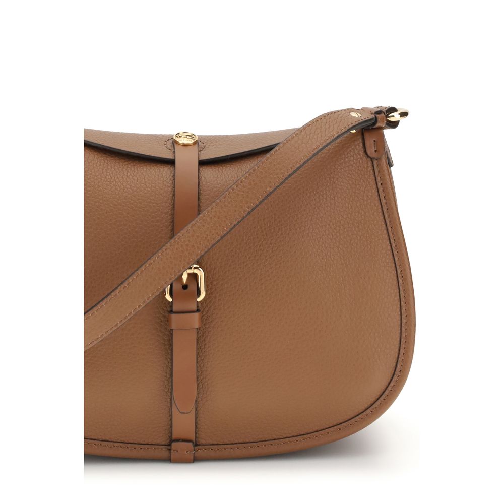 Close up of Etro Medium Pony Bag in light brown tumbled leather with gold-finish Pegaso coin closure - The Exclusive Line Singapore.