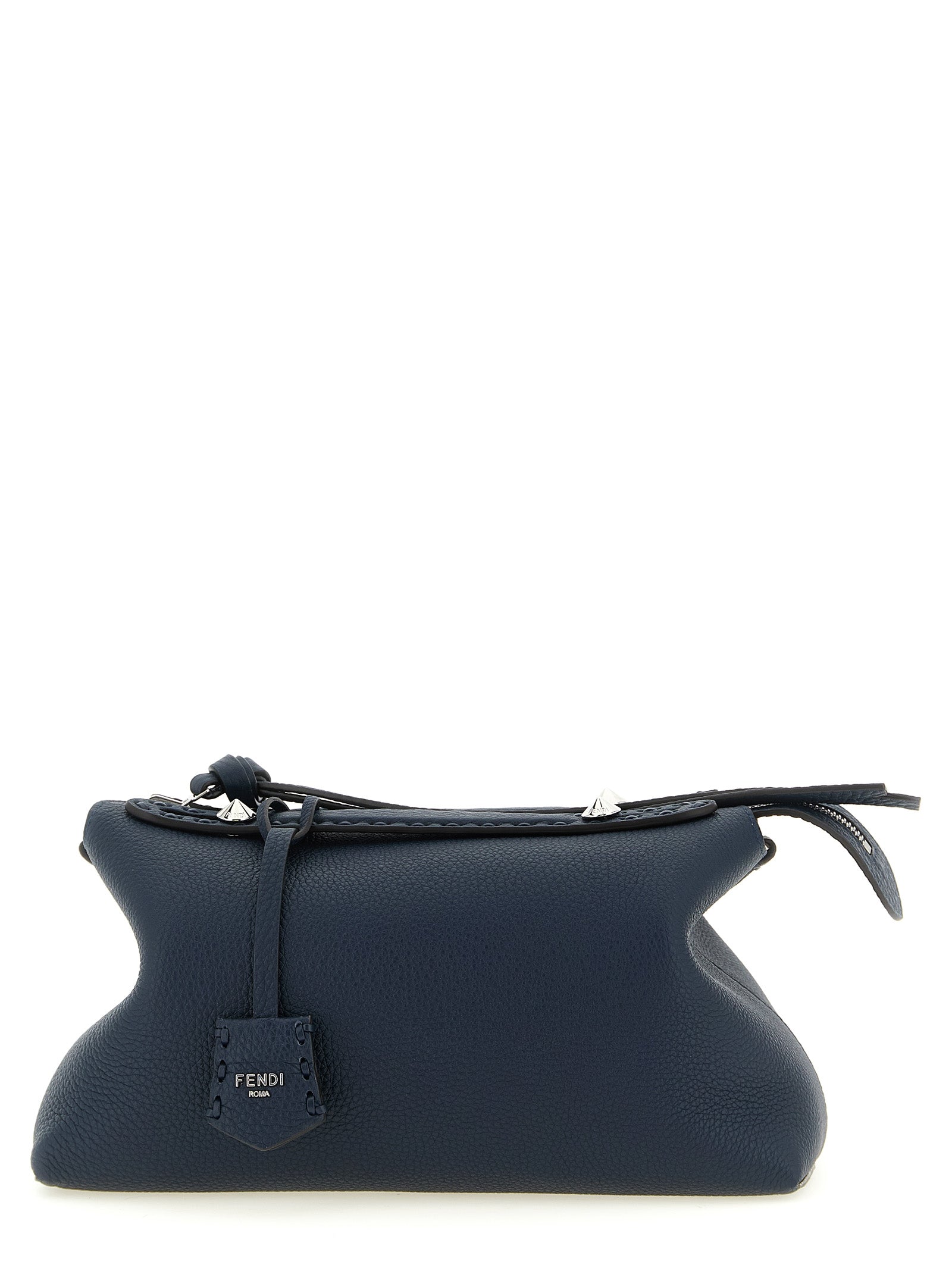 Reversible Fendi Medium By The Way Selleria bag in dark blue and beige Cuoio Romano leather with macro stitching from The Exclusive Line Singapore.