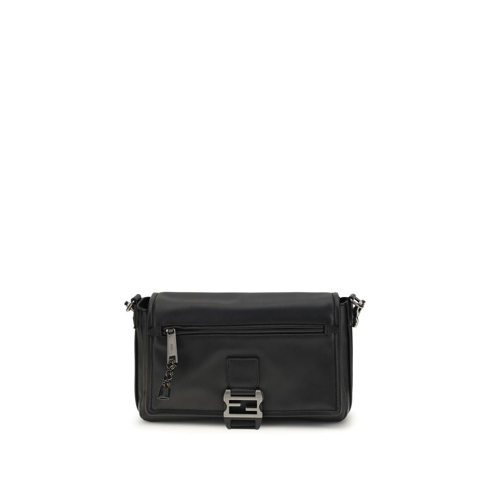 Fendi Flux Messenger Bag - Black Smooth Calfskin from The Exclusive Line Singapore.