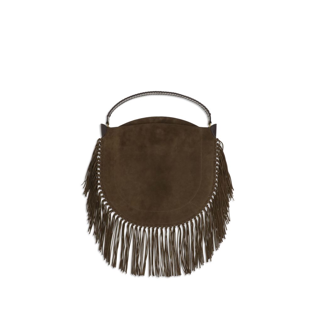 Isabel Marant Oskan Hobo Soft Fringe Bag in Bronze Suede from The Exclusive Line Singapore.
