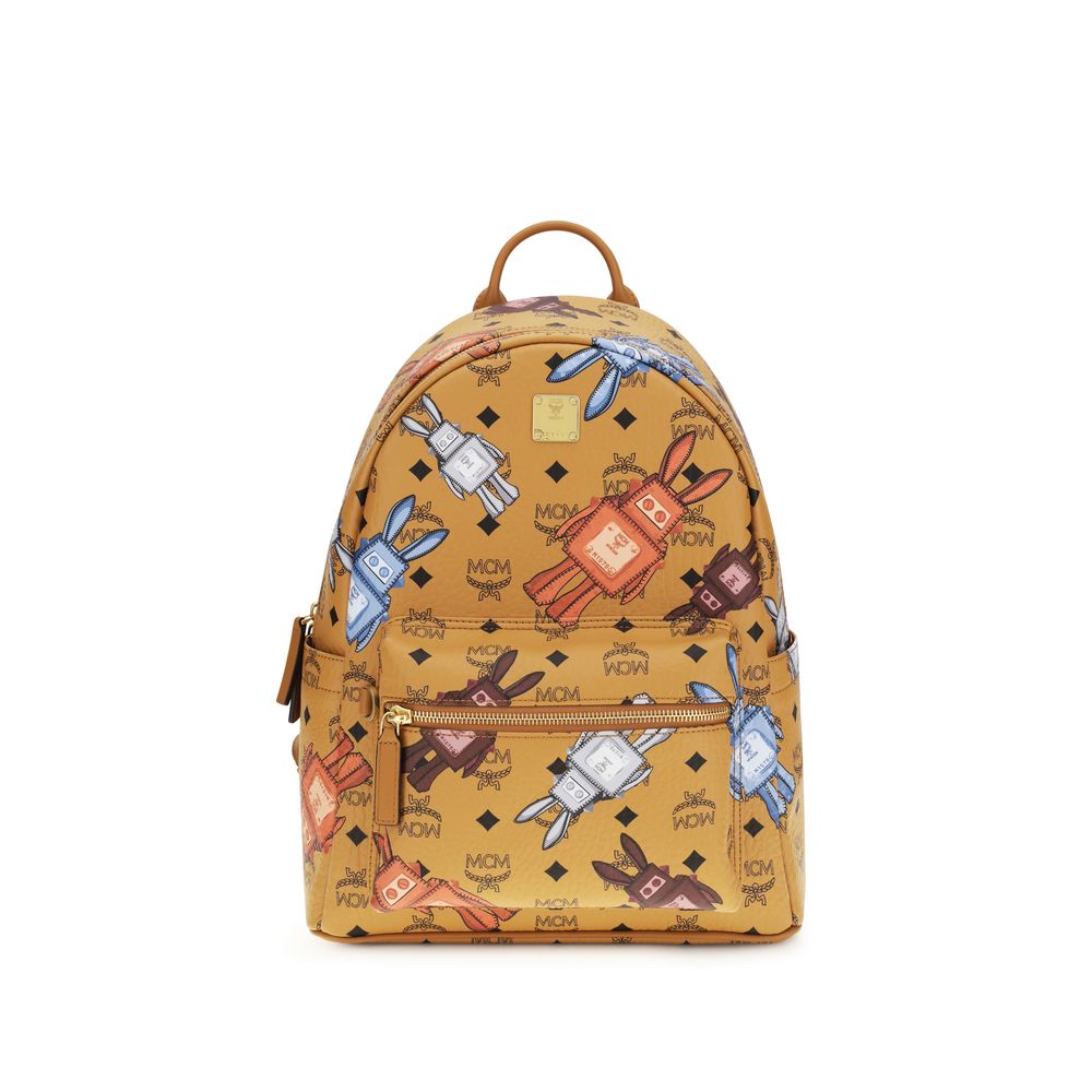 MCM Stark Backpack in Cognac Visetos with Rabot cybernetic hare motif from The Exclusive Line Singapore.