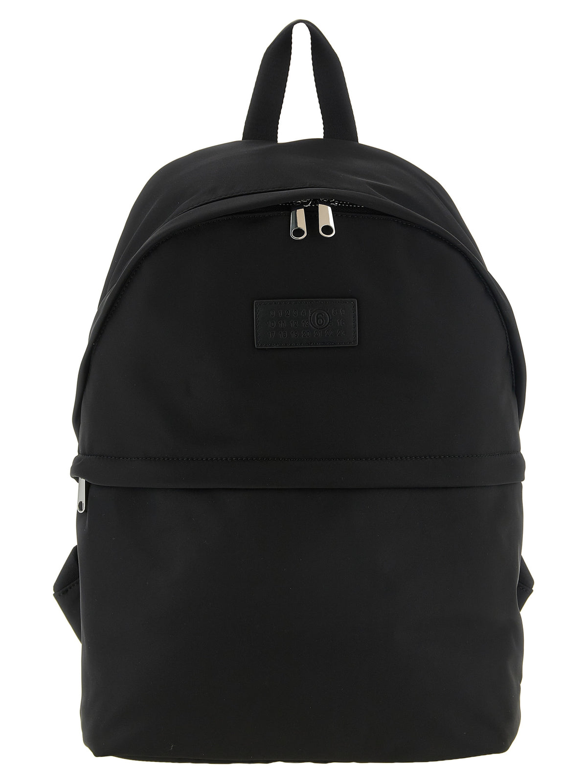 MM6 Nylon Backpack in black front view – The Exclusive Line Singapore