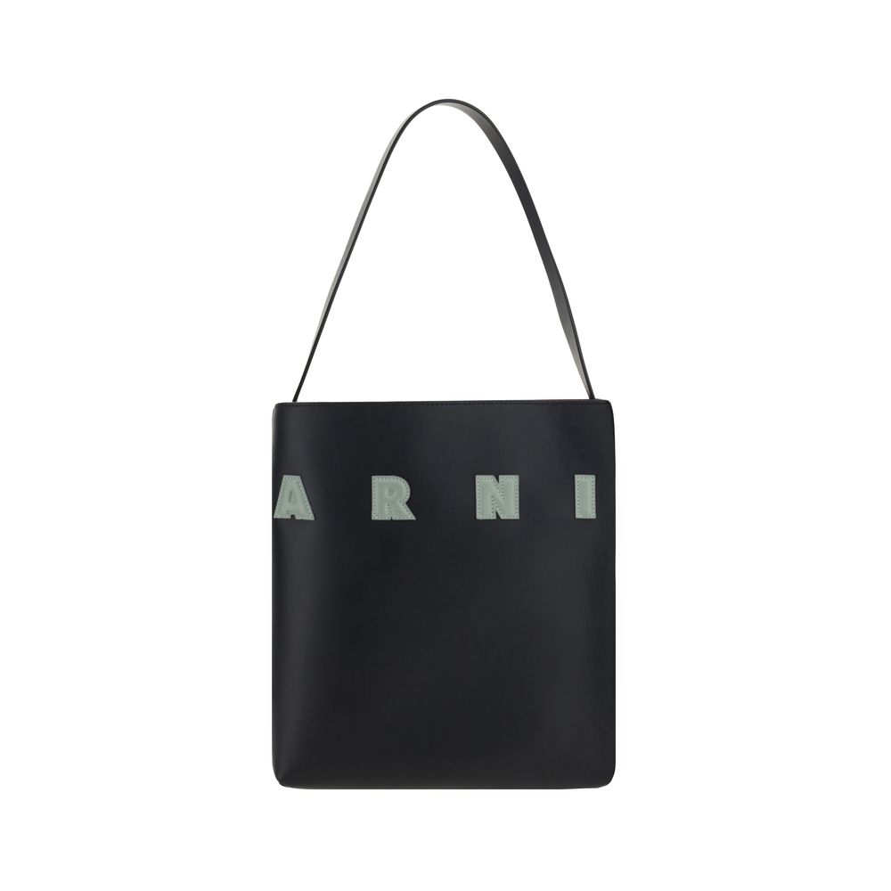 Marni Museo Small Hobo Bag with Patches in Black Calfskin Leather from The Exclusive Line Singapore