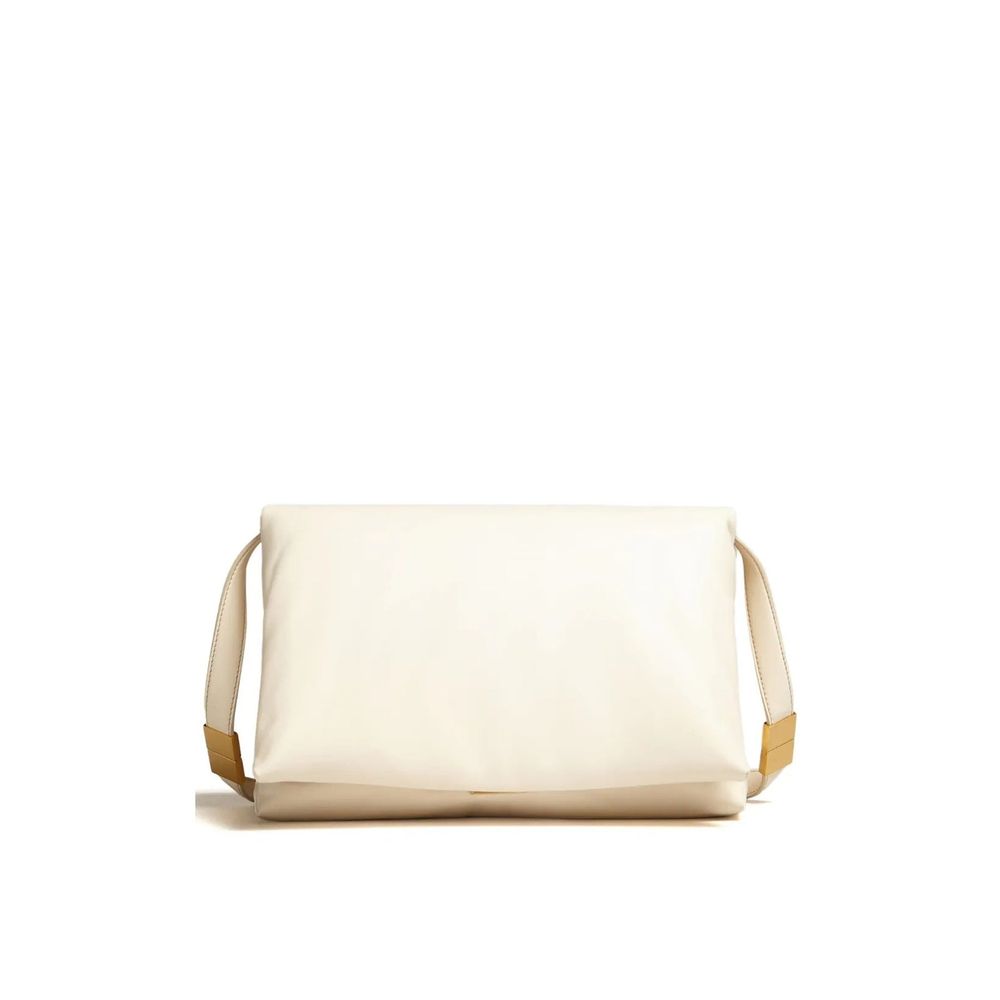 Marni Prisma Large Padded Shoulder Bag in Ivory Leather - The Exclusive Line Singapore