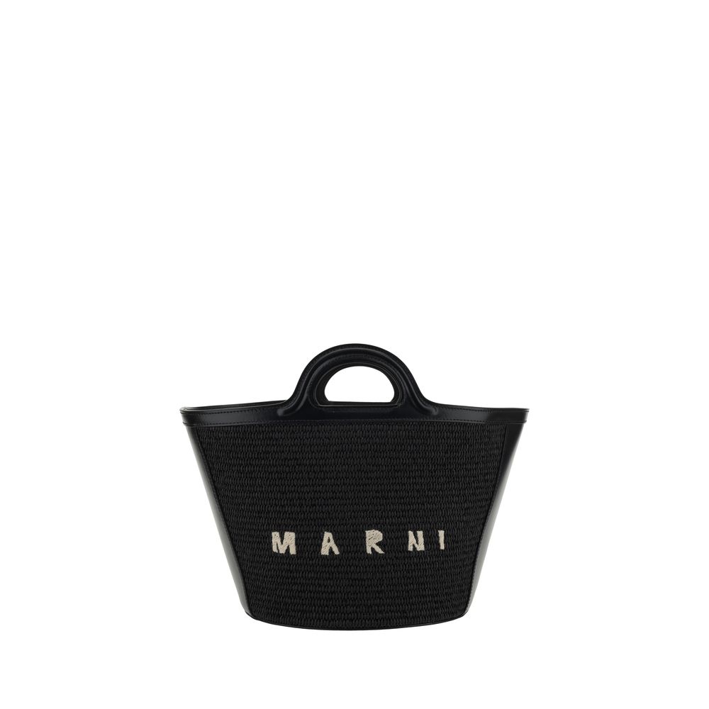 Marni Tropicalia Small Bag in Black Leather & Raffia from The Exclusive Line Singapore.