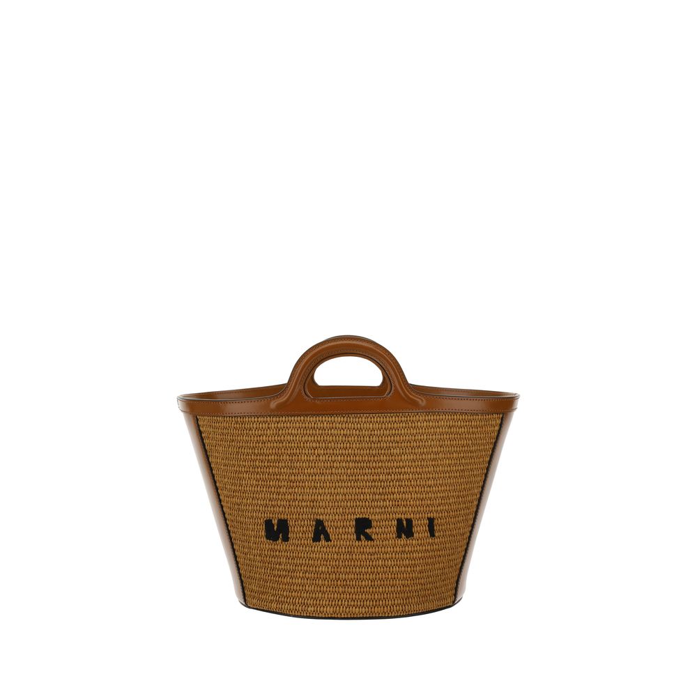 Marni Tropicalia Small Bag in Brown Leather & Raffia from The Exclusive Line Singapore.