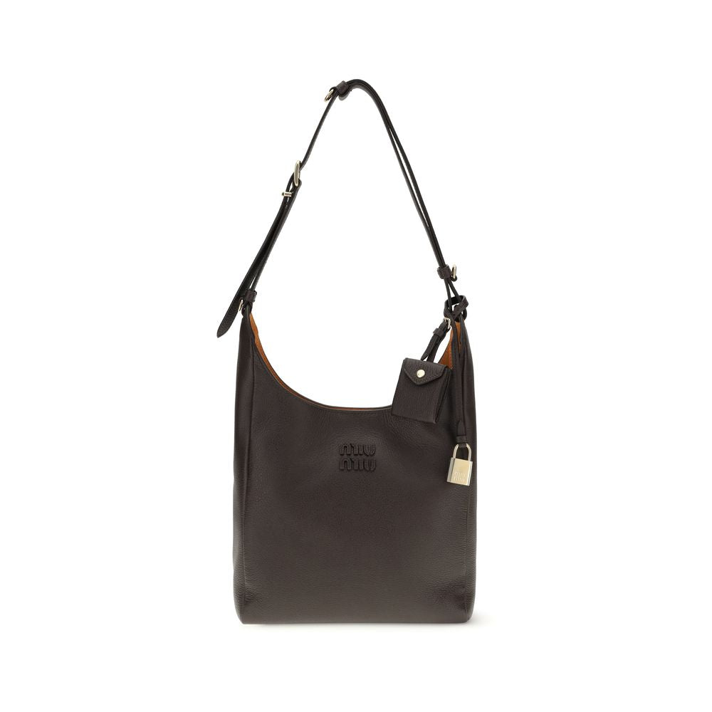 Miu Miu Padlock Hobo Bag in Dark Brown from The Exclusive Line Singapore.
