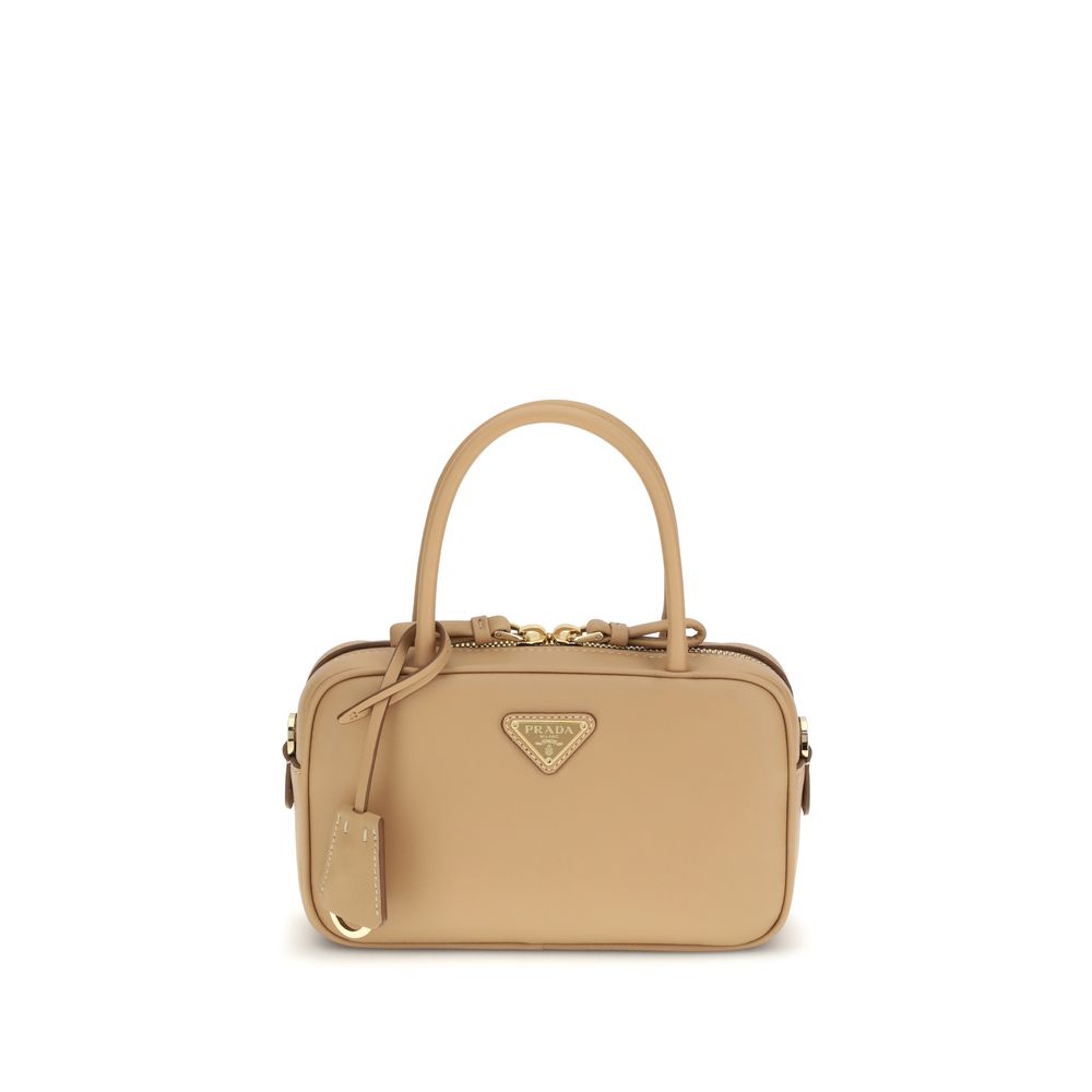 Prada Calf Leather Mini Handbag in Beige from The Exclusive Line Singapore.