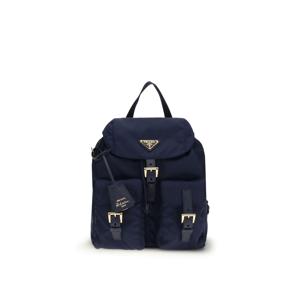 Prada Re-Edition 1978 small Re-Nylon backpack in Baltic Blue with Saffiano leather details - The Exclusive Line Singapore