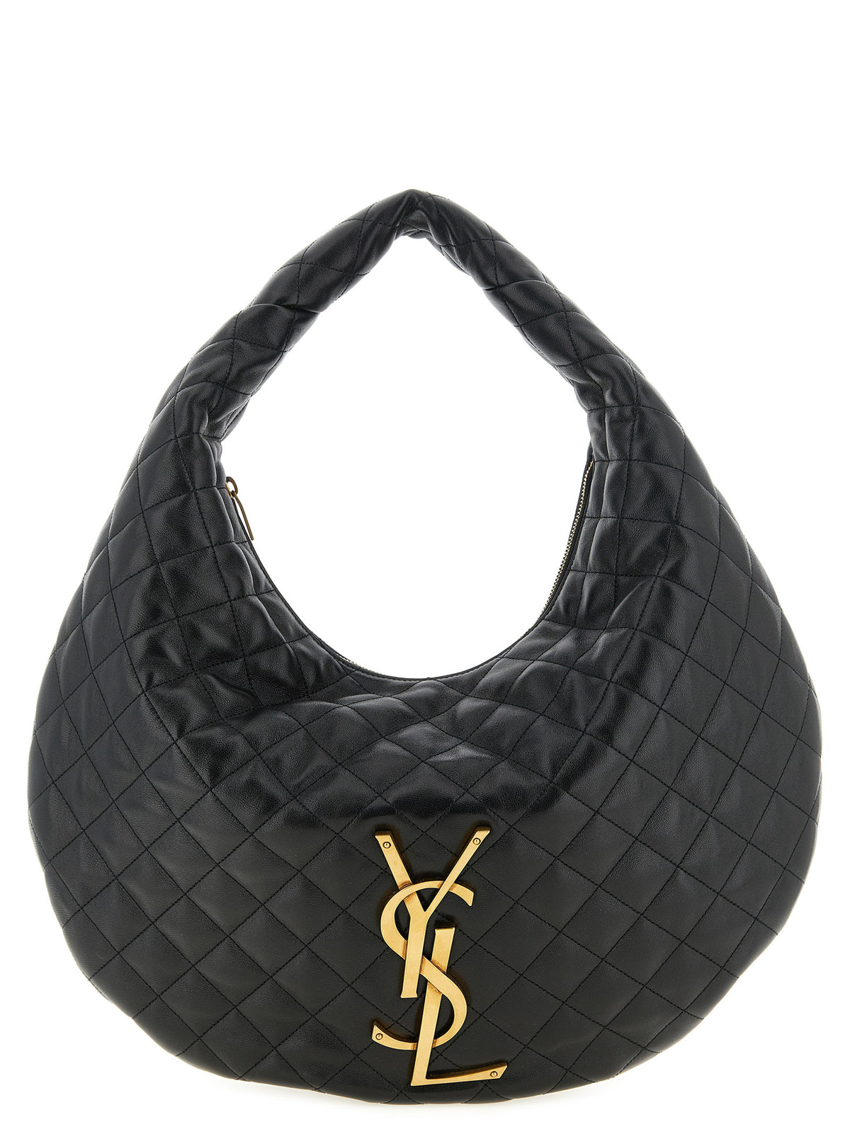 Saint Laurent Icare Hobo bag in black diamond-quilted nappa lambskin with bronze hardware – The Exclusive Line