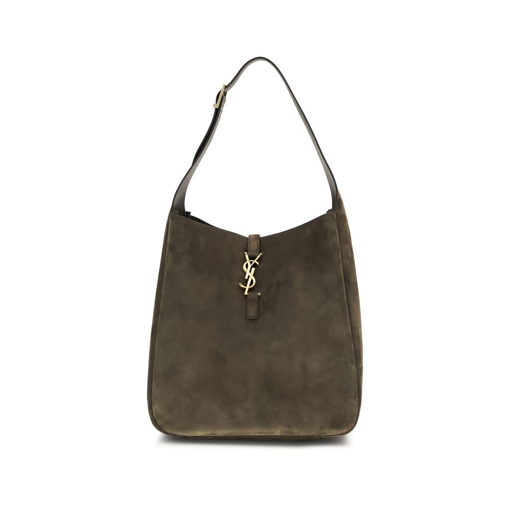 Saint Laurent Large Le 5 À 7 Hobo Bag in Brown Suede with YSL logo - The Exclusive Line Singapore