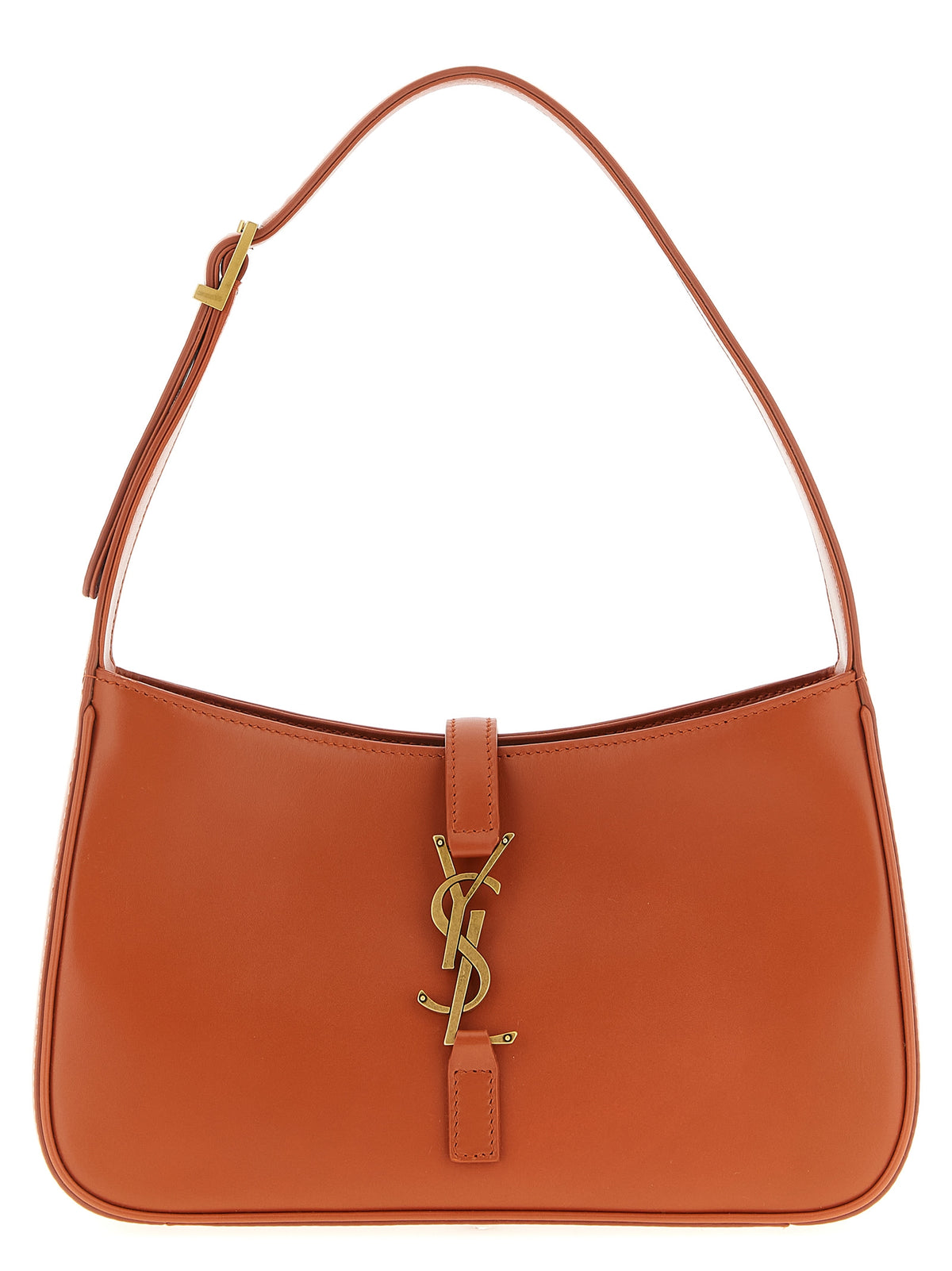 Saint Laurent Le 5 À 7 Shoulder Bag in Tangerine calfskin leather with light bronze Cassandre hook closure – The Exclusive Line
