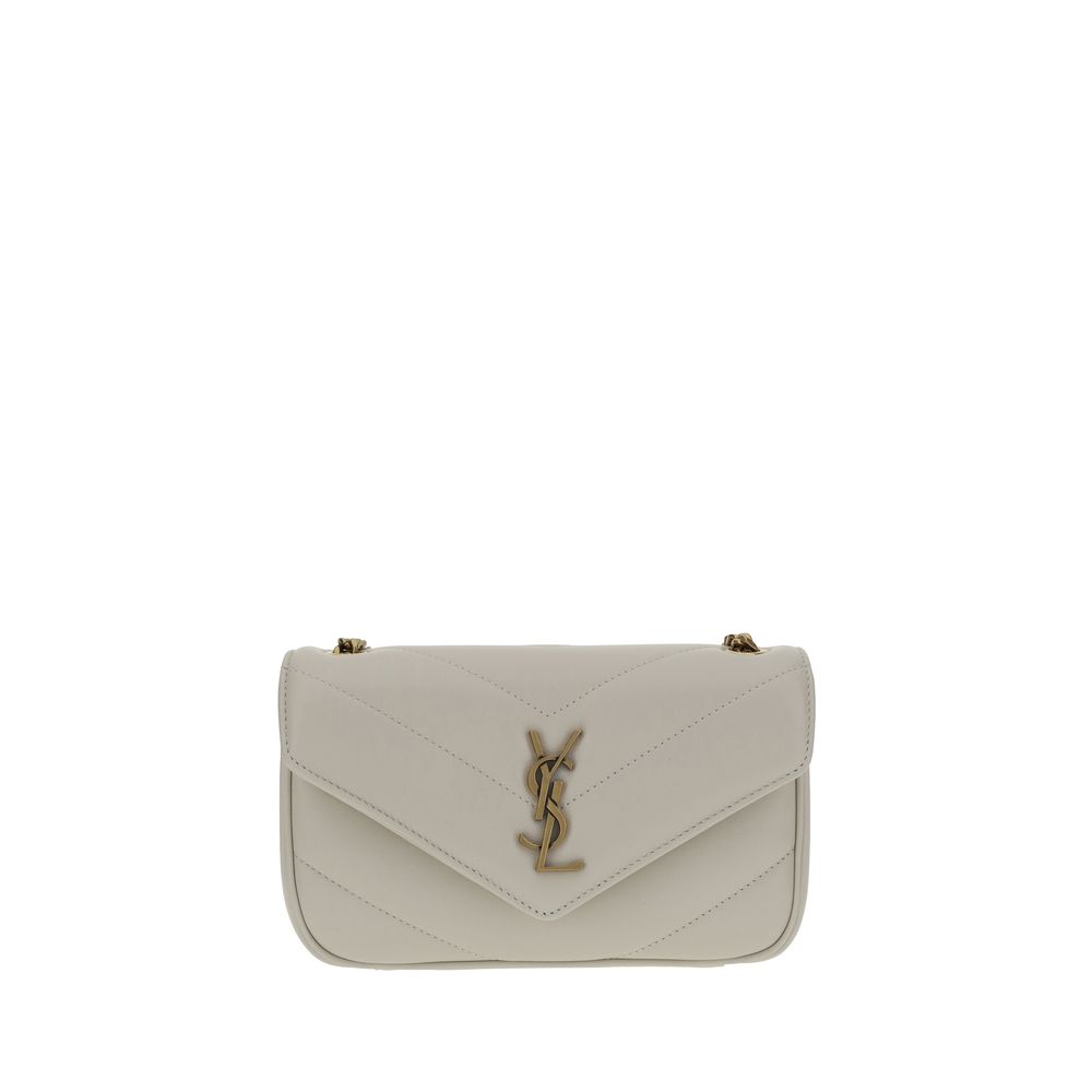 Saint Laurent Loulou Small Shoulder Bag in White from The Exclusive Line Singapore.