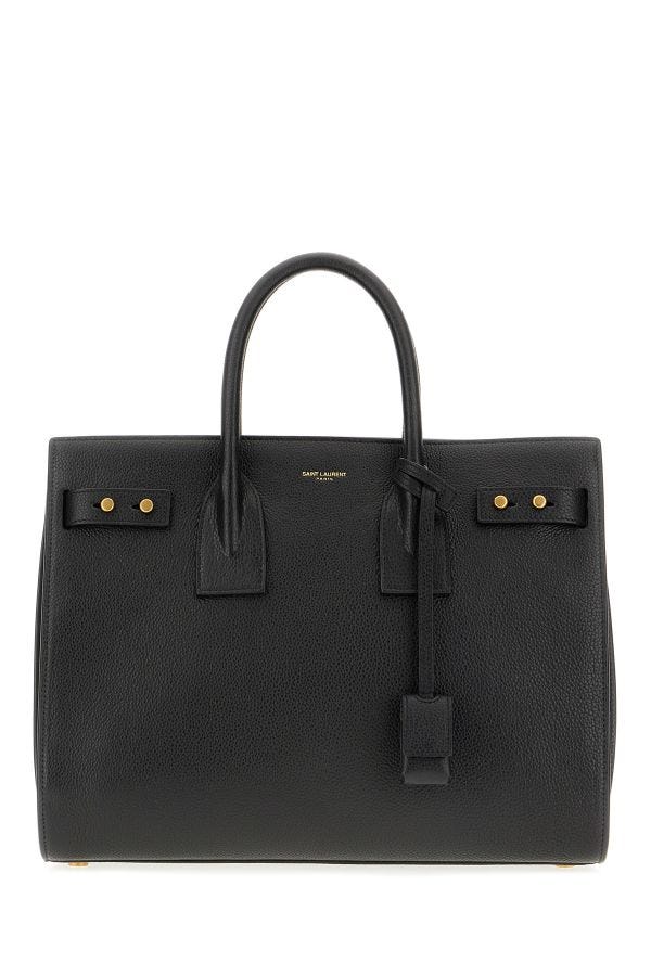 Black pebble-grain calf leather Saint Laurent Sac De Jour handbag from The Exclusive Line, Singapore.