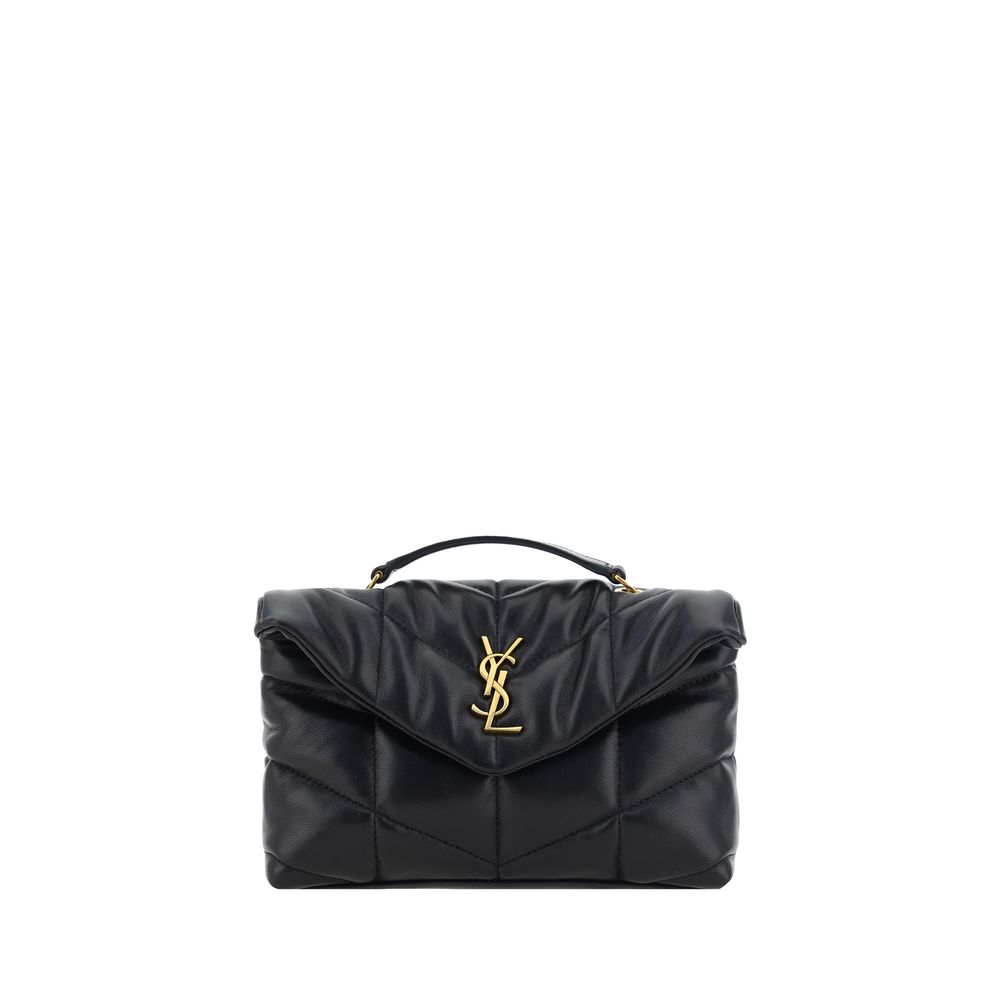 Saint Laurent Toy Puffer Shoulder Bag in Black Lambskin with Gold Chain Strap from The Exclusive Line, Singapore.