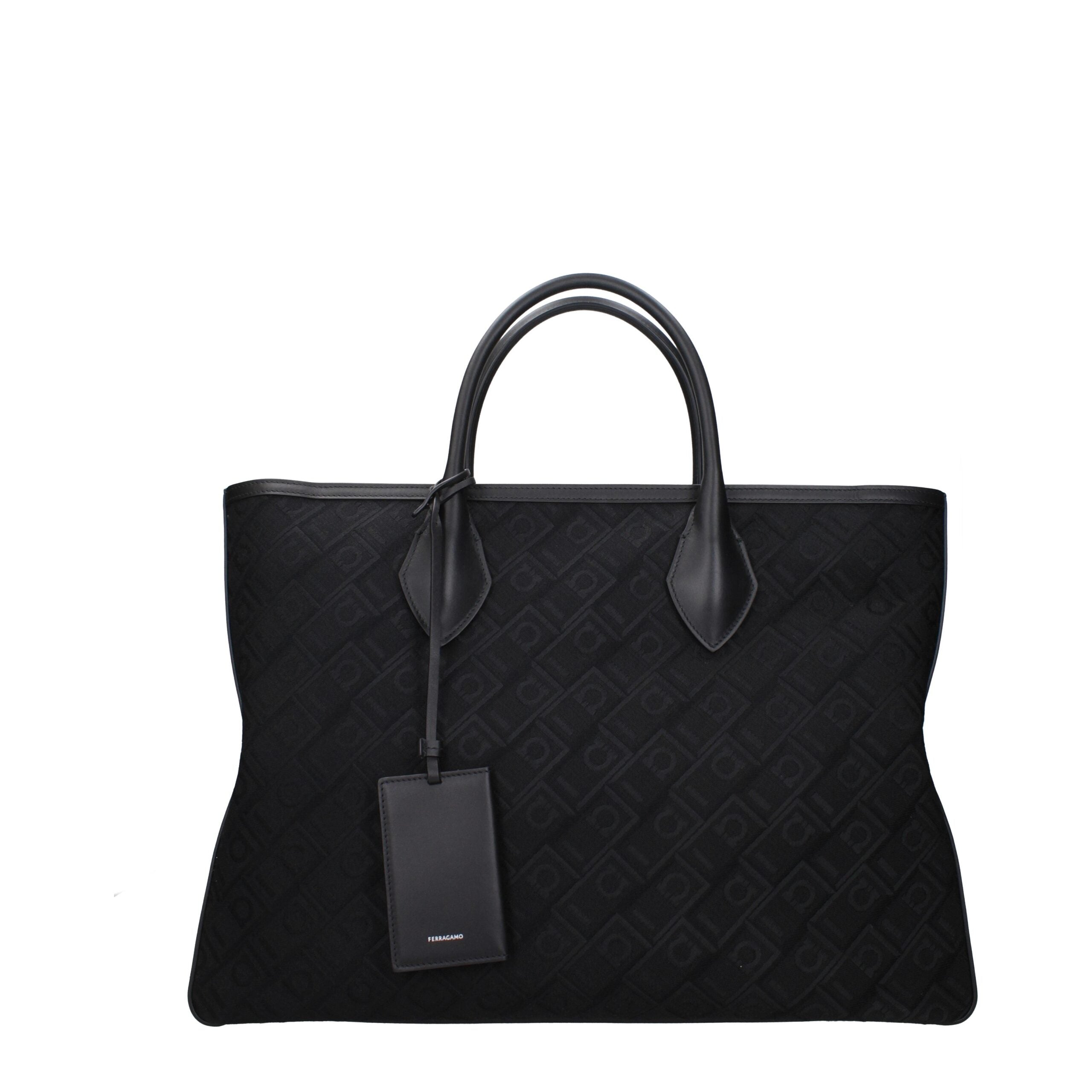 Salvatore Ferragamo Gancini Monogram Travel Bag in Black Fabric from The Exclusive Line Singapore.