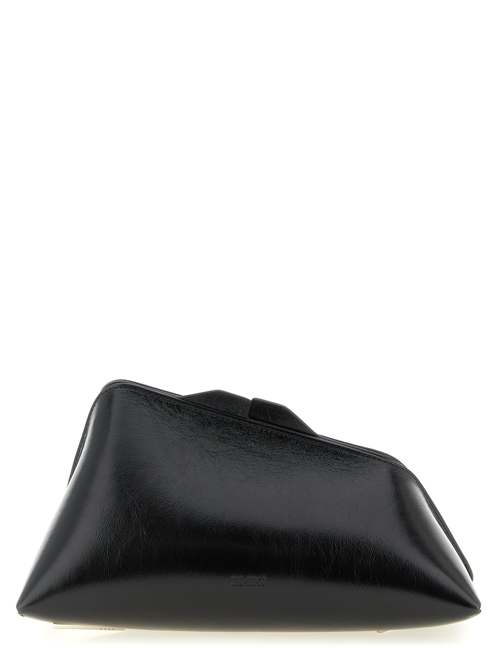 The Attico 8.30 PM Oversized Clutch Bag in supple black leather with a slouchy silhouette and magnetic closure from The Exclusive Line Singapore.