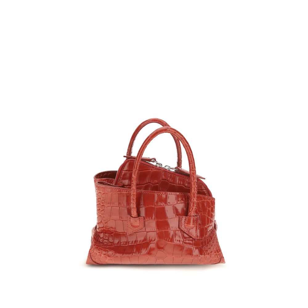 The Attico La Passeggiata Mini Top Handle Bag in red croc-print embossed calf leather.