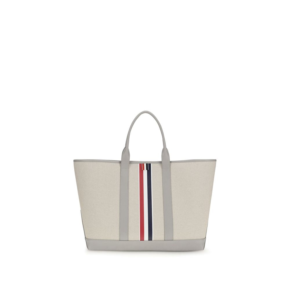 Thom Browne RWB Stripe Medium Tool Tote in Off-White and Sand from The Exclusive Line Singapore.
