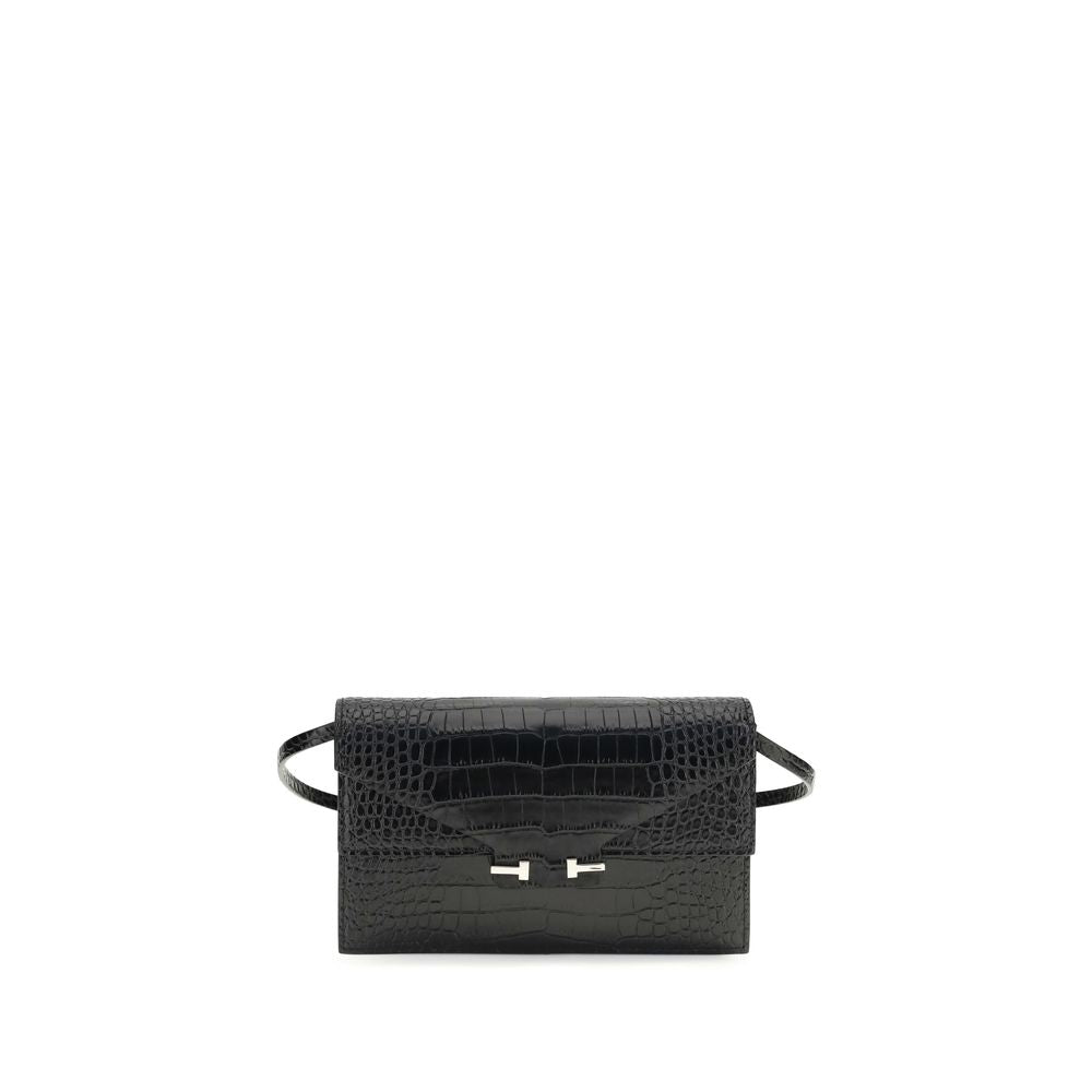 Tom Ford Aube Mini Shoulder Bag in Soft Printed Crocodile Leather with Double T closure - The Exclusive Line Singapore