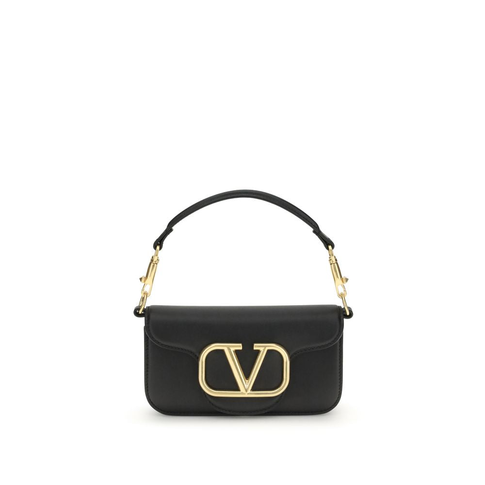 Valentino Garavani Locò Small Shoulder Bag in Black Calfskin with VLogo Signature - available at The Exclusive Line Singapore.