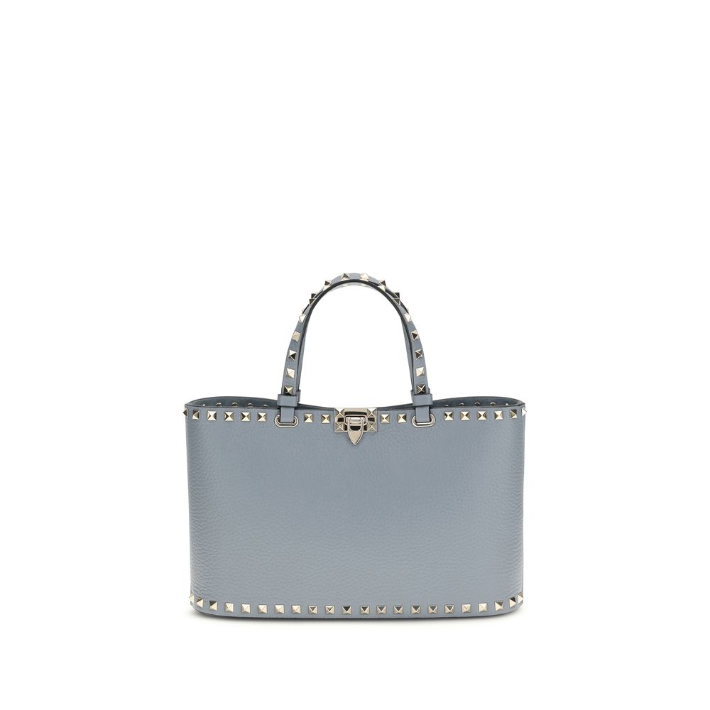 Valentino Garavani Rockstud Small Shopping Bag - Blue from The Exclusive Line Singapore.