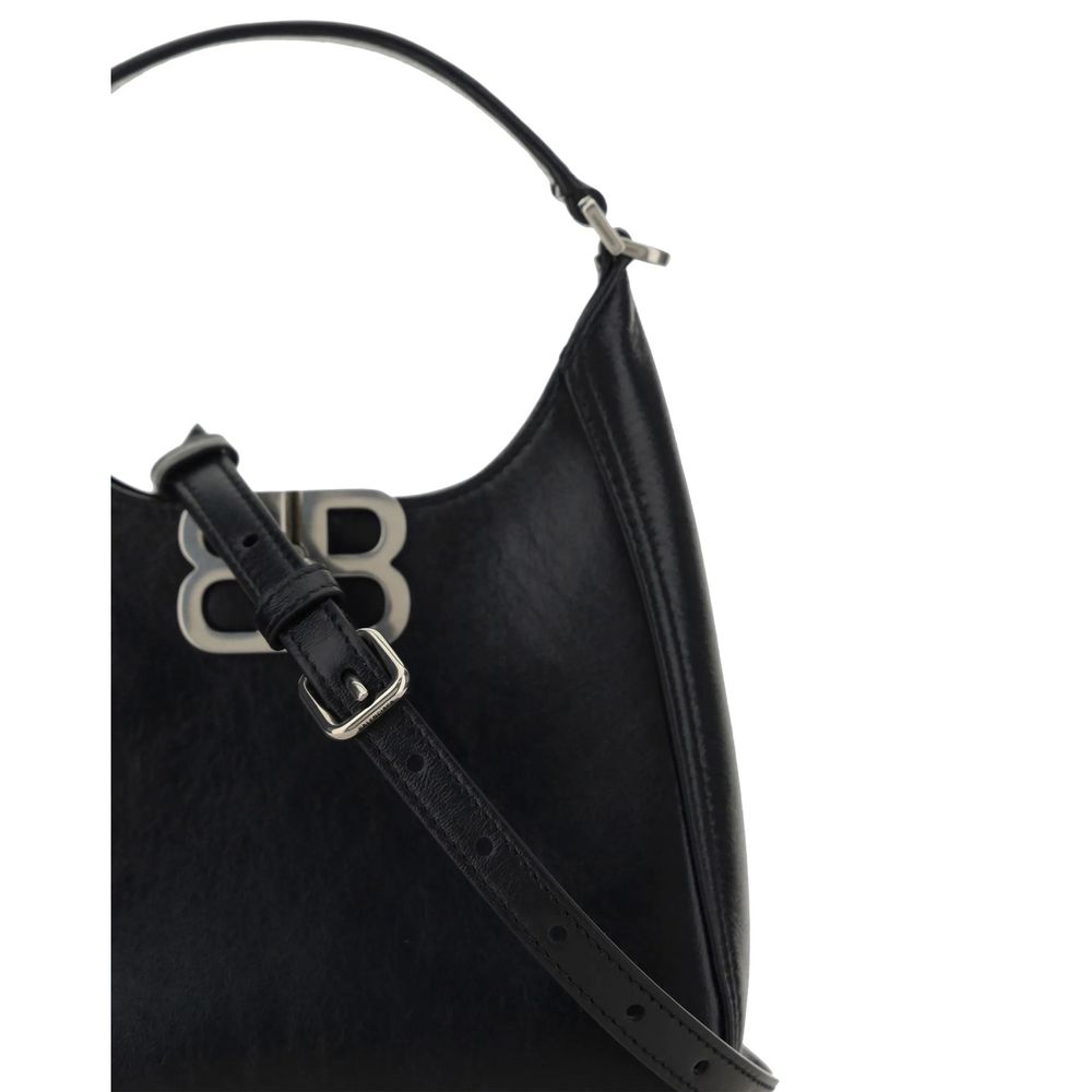 Balenciaga Black BB Soft Hobo Bag with Silver Hardware