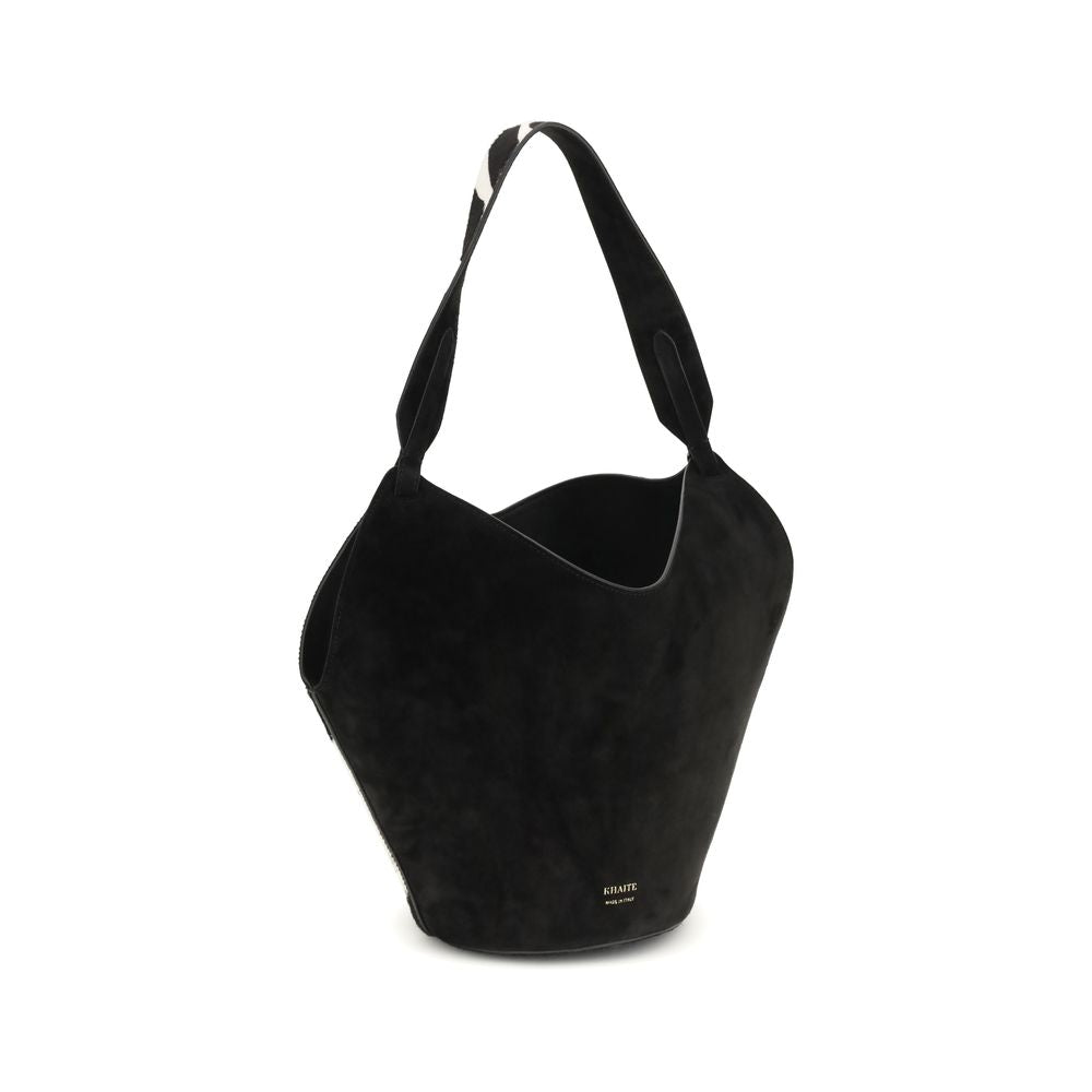 Khaite Mini Lotus Tote - Zebra Print Haircalf & Black Suede