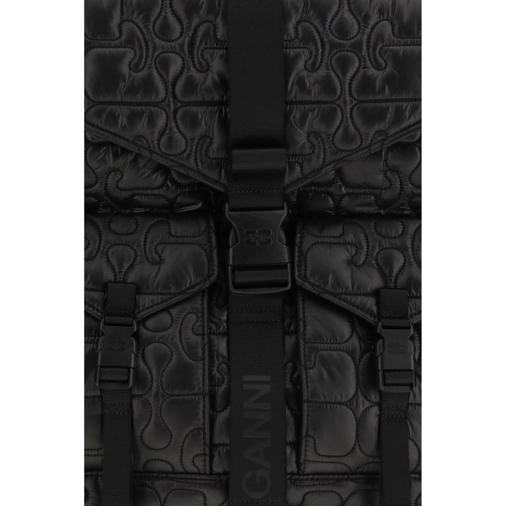 Ganni Black Quilted Re-Tech Backpack - Sustainable Recycled Fabric