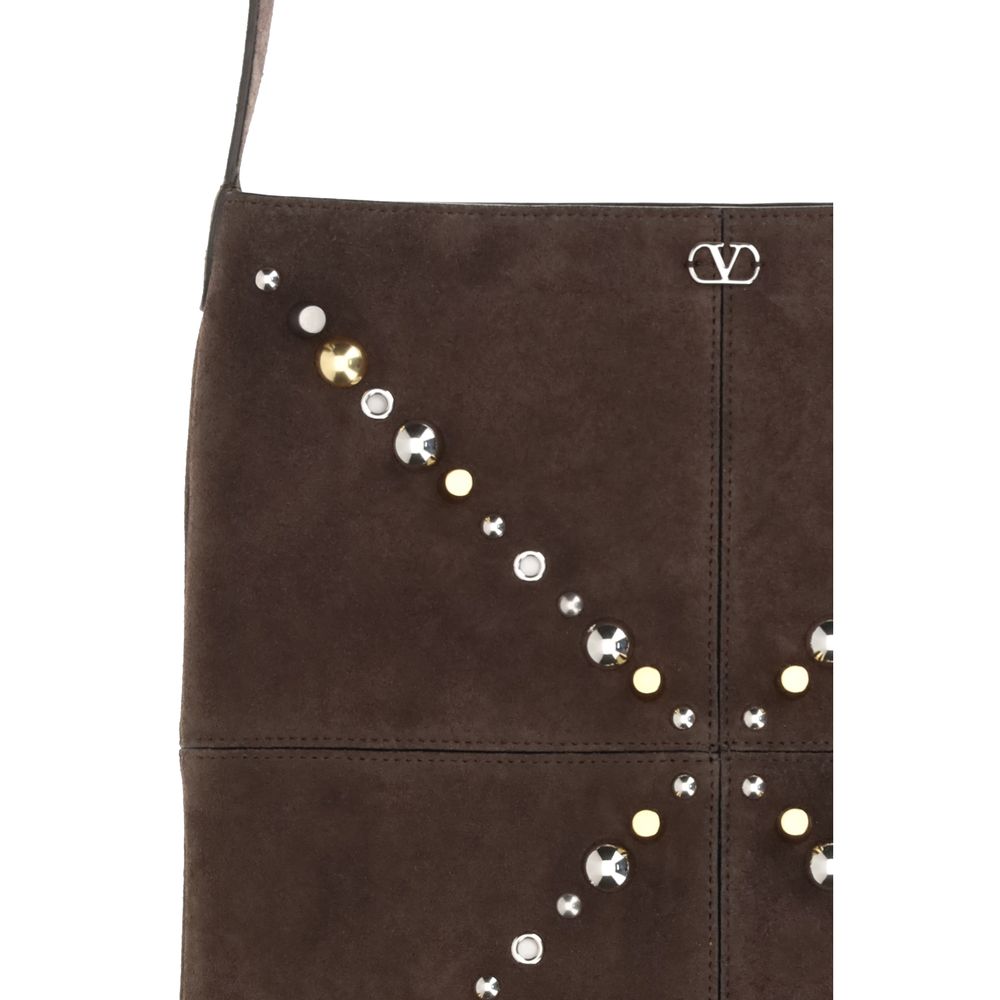 Valentino Garavani Nellcôte Shoulder Bag - Brown Suede Leather with Fringes