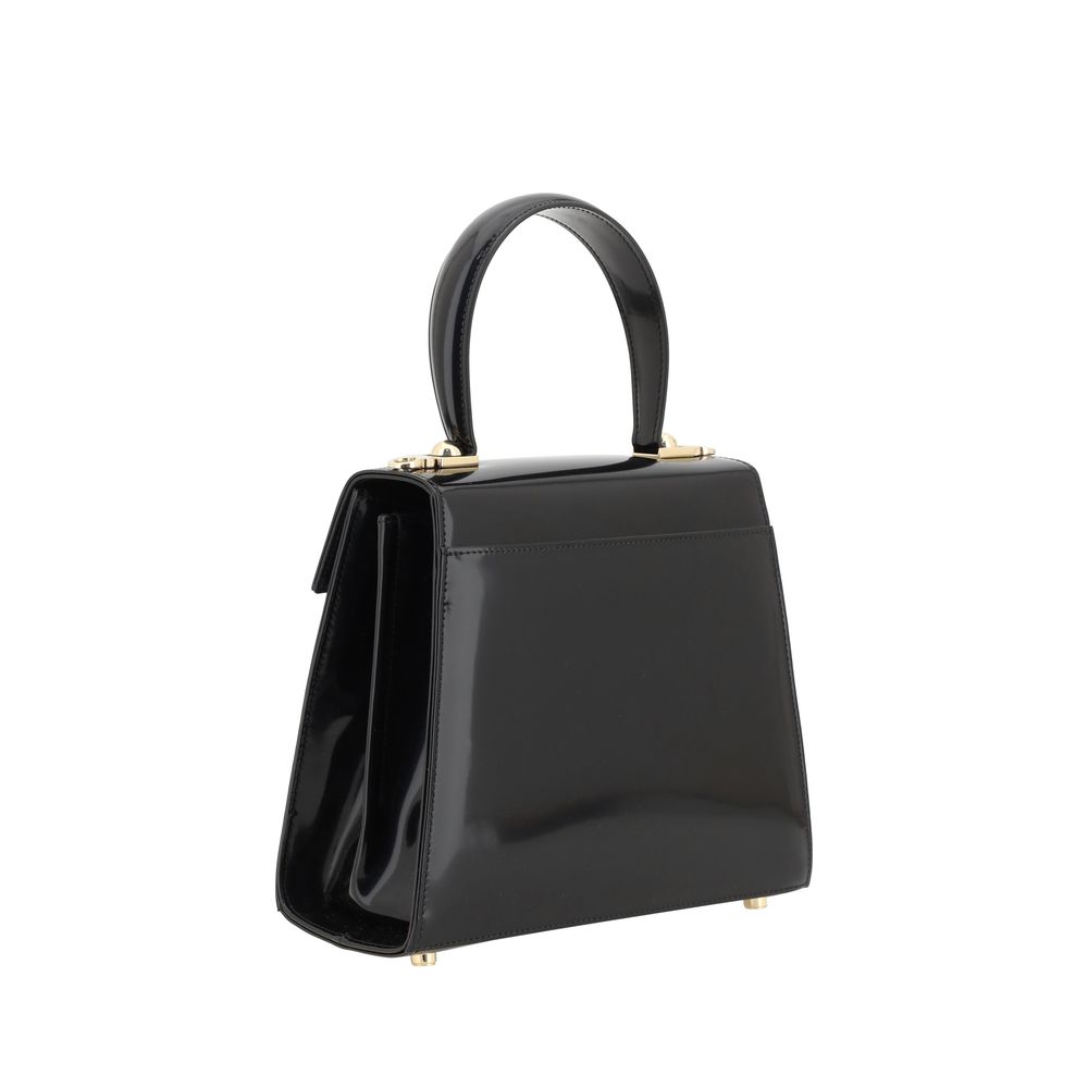 Ferragamo Iconic Small Top Handle Bag - Shiny Black