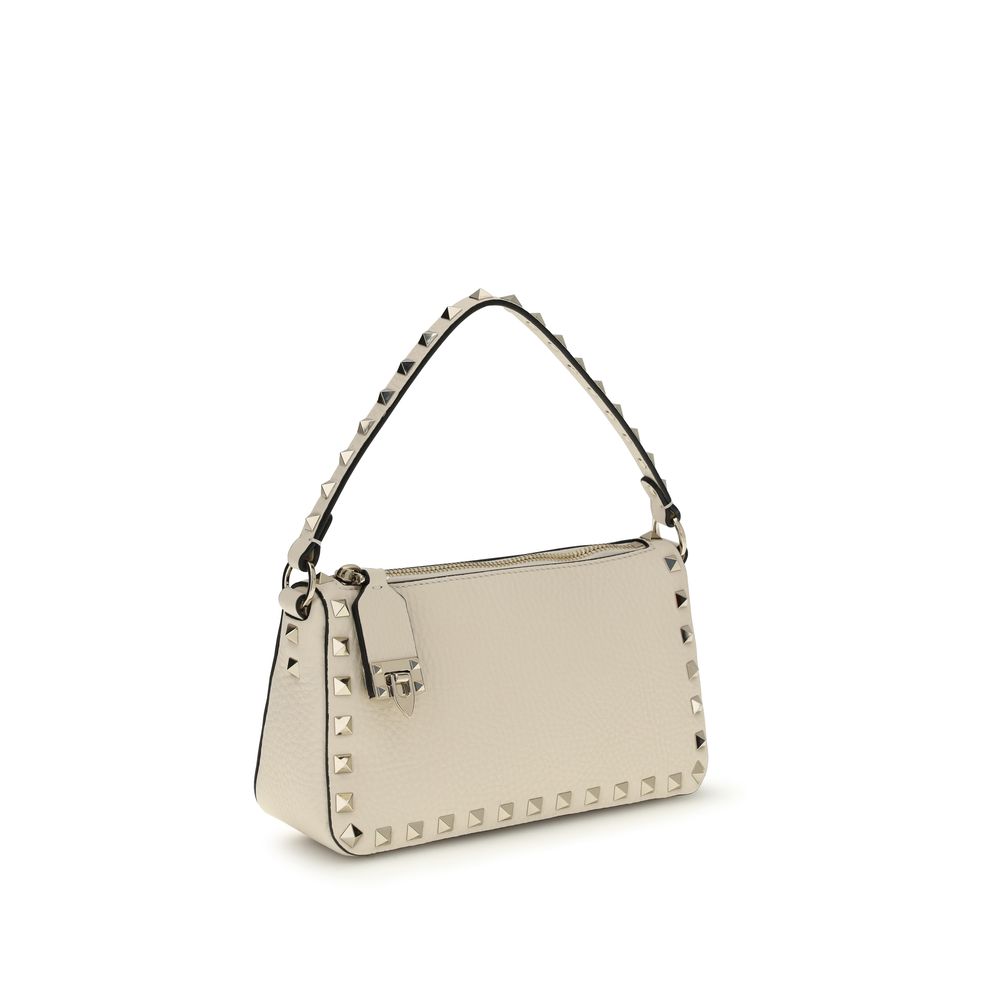 Valentino Garavani Rockstud Small Crossbody Bag w/ Hook Closure - Ivory White