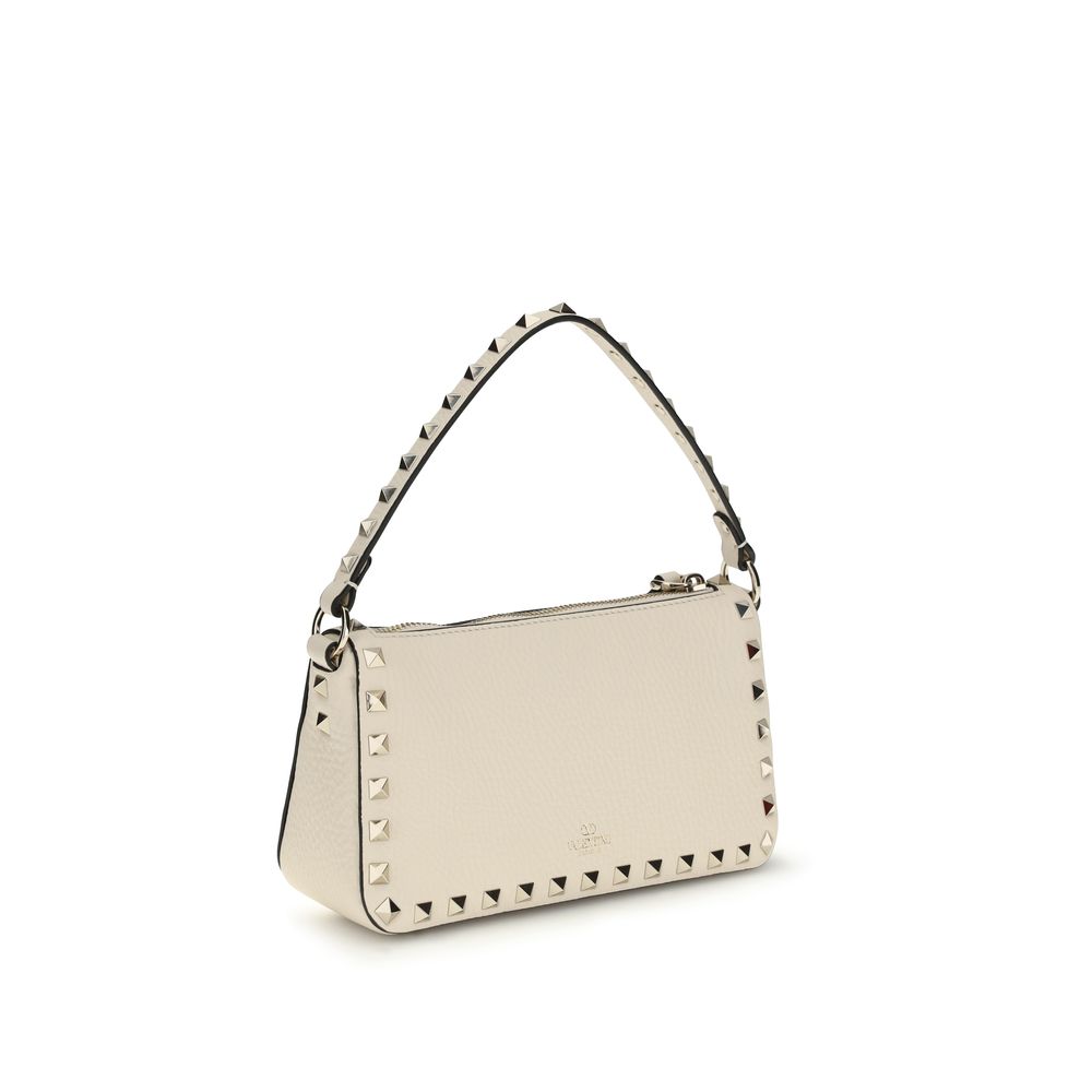Valentino Garavani Rockstud Small Crossbody Bag w/ Hook Closure - Ivory White