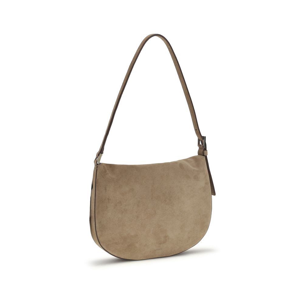 Savette Small Tondo Hobo Shoulder Bag - Suede Taupe