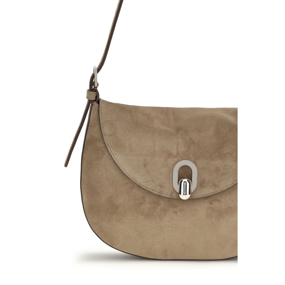 Savette Small Tondo Hobo Shoulder Bag - Suede Taupe