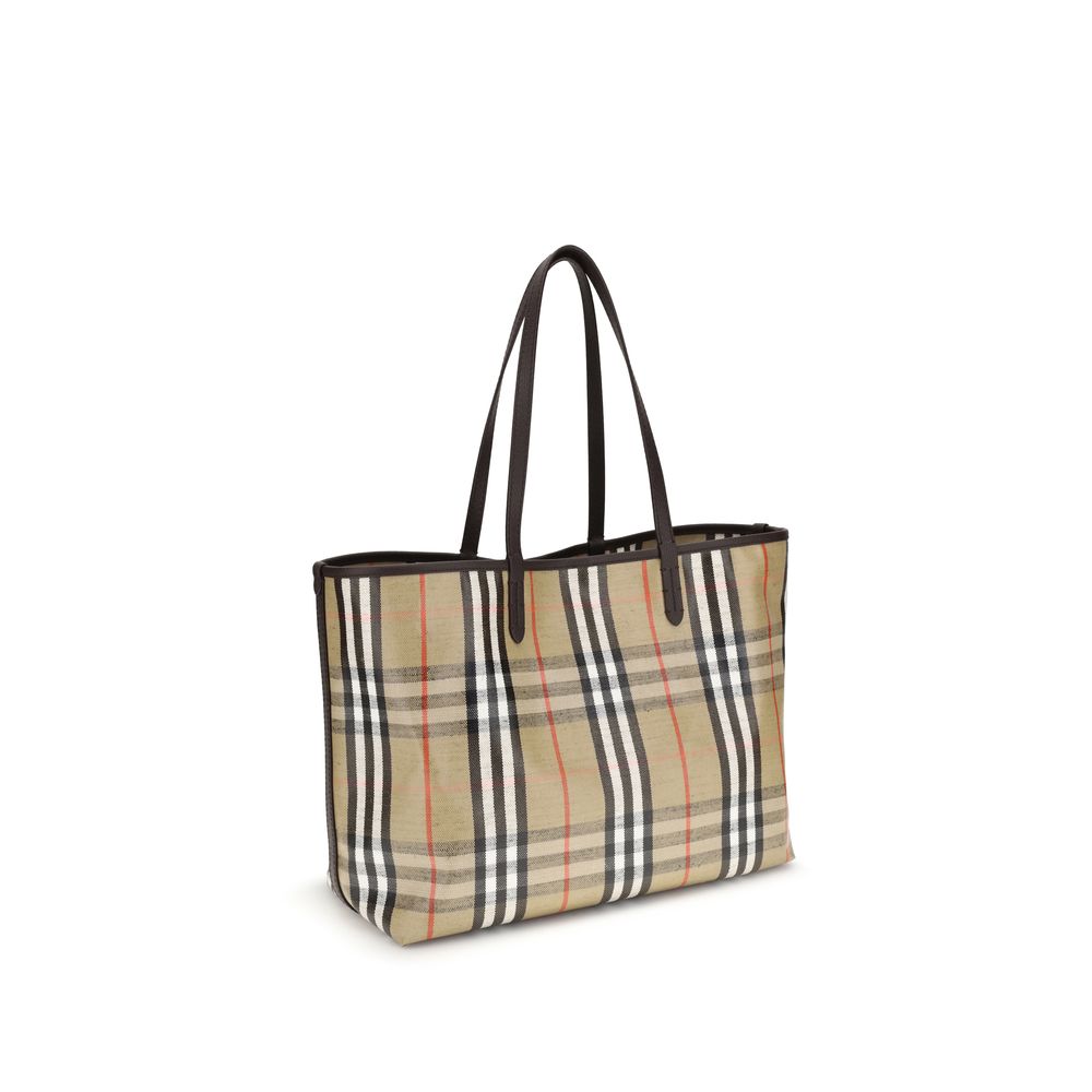 Burberry Medium Highlands Tote in Coated Jacquard Check - Sand
